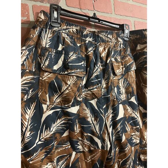 Nicole Miller New York Blue & Brown Drawstring Cargo Harem Jogger Pants - Picture 9 of 10